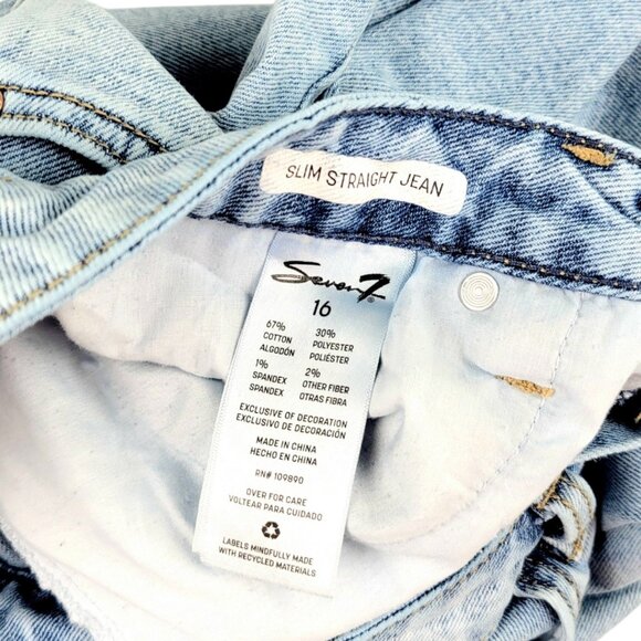 Trendy Seven 7 Womens Size 16 Light Wash Jeans- Straight Leg Design with Pockets - Picture 9 of 10